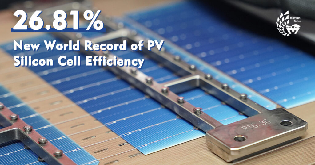 Silicon PV cell conversion efficiency 26.81%- world record