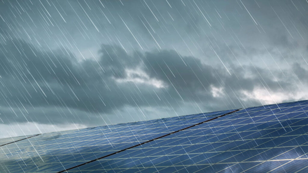 Heavy rain's effect on solar panels