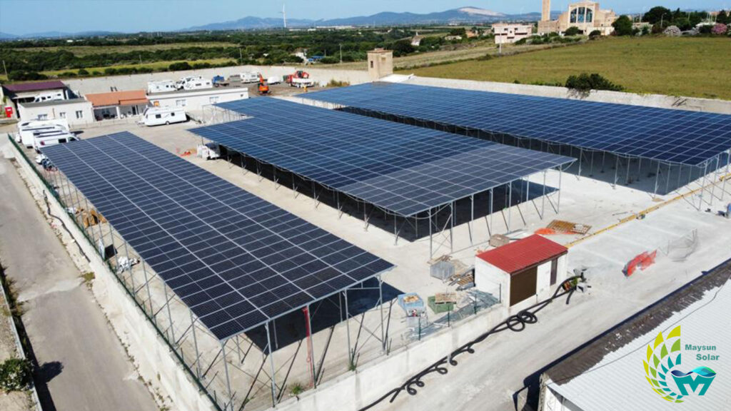 Maysun Solar's solar panels installed on a carport in Sardinia, Italy, click the image for more information.