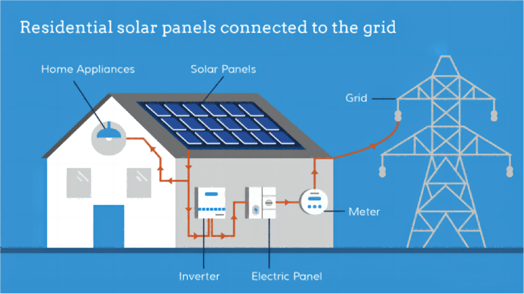 residential solar panels connected to the grid