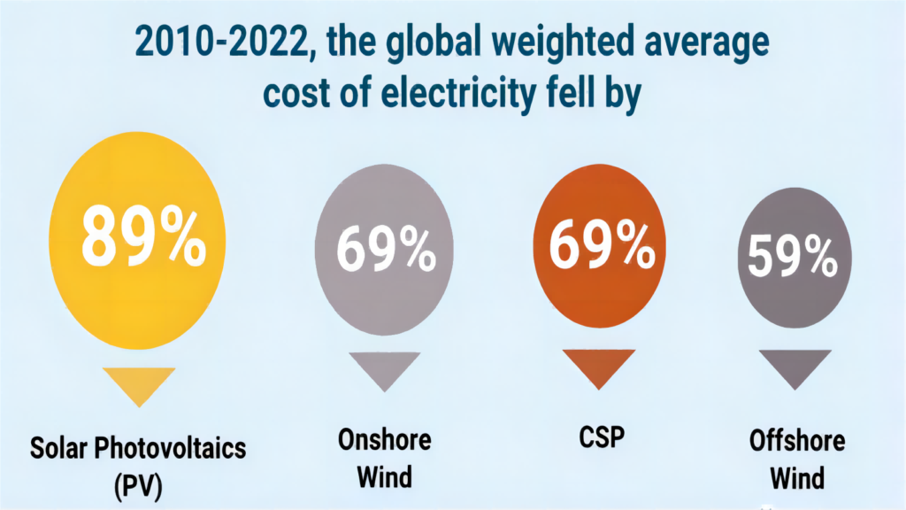 the global weighted average cost electricity 2010-2022