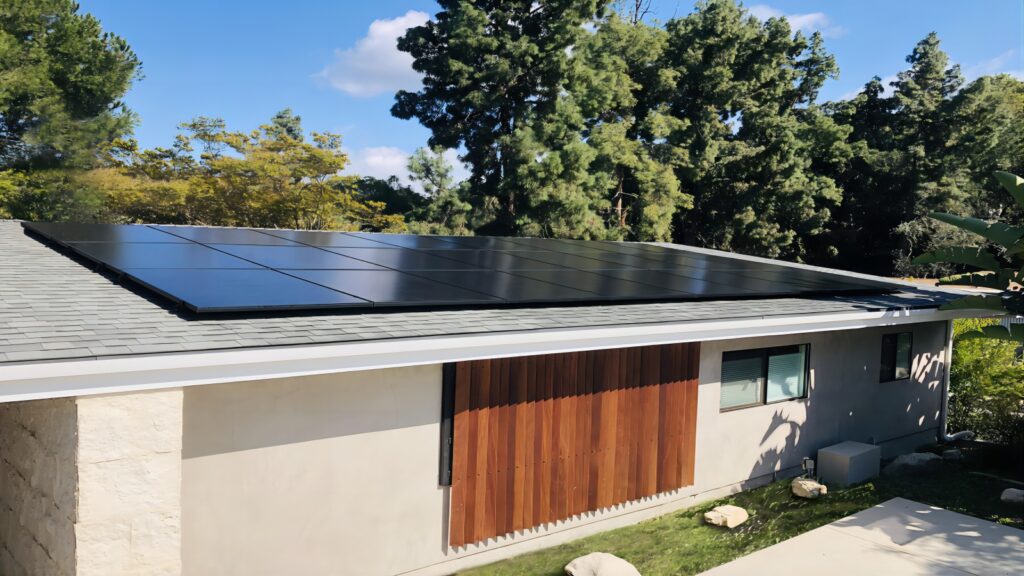 black solar panels on the roof