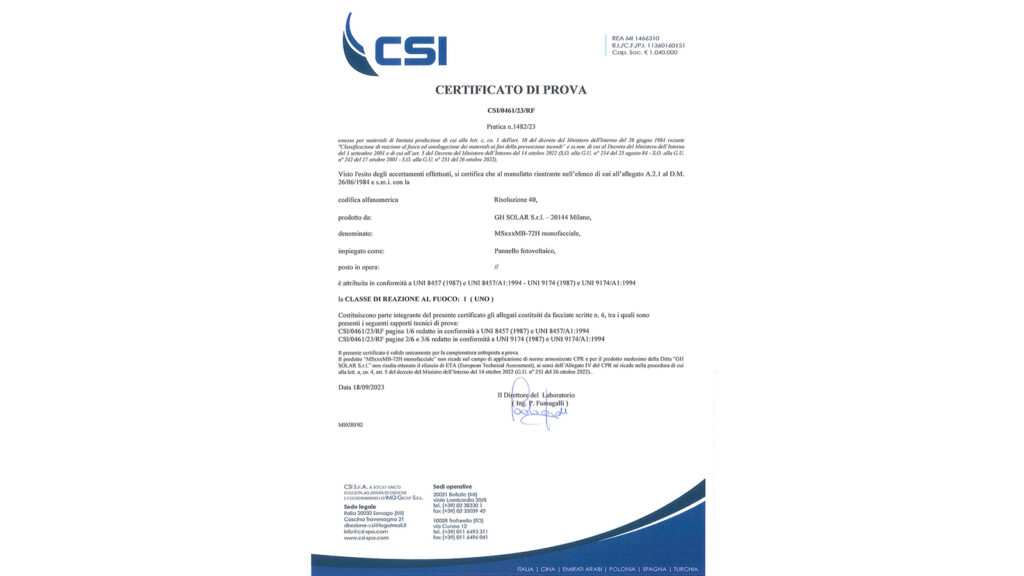 CSI certificate