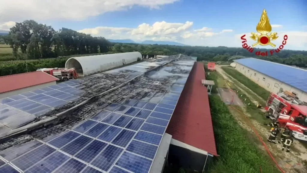 A fire broke out at a photovoltaic egg farm in Italy.
