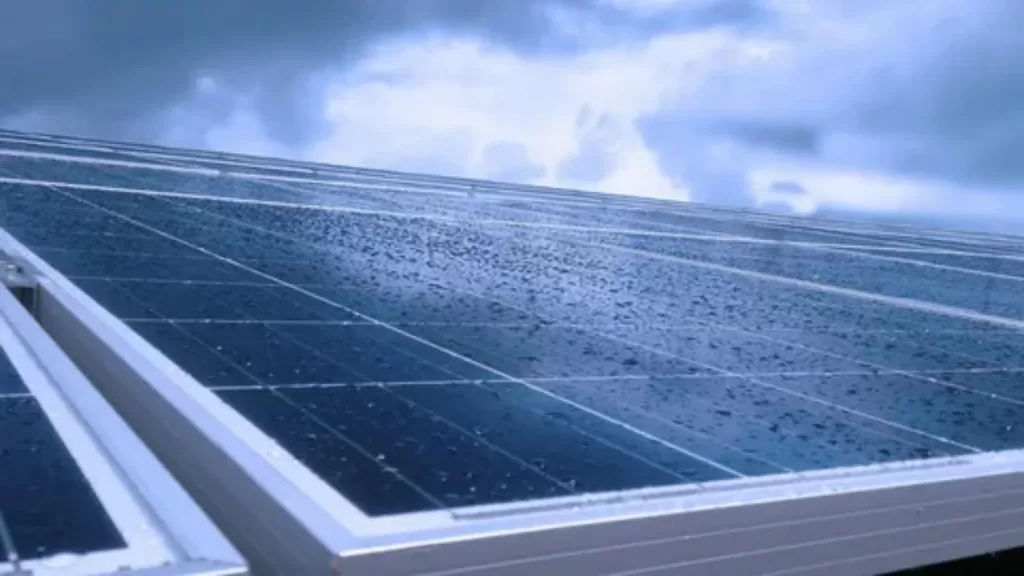 solar panels in rainy day