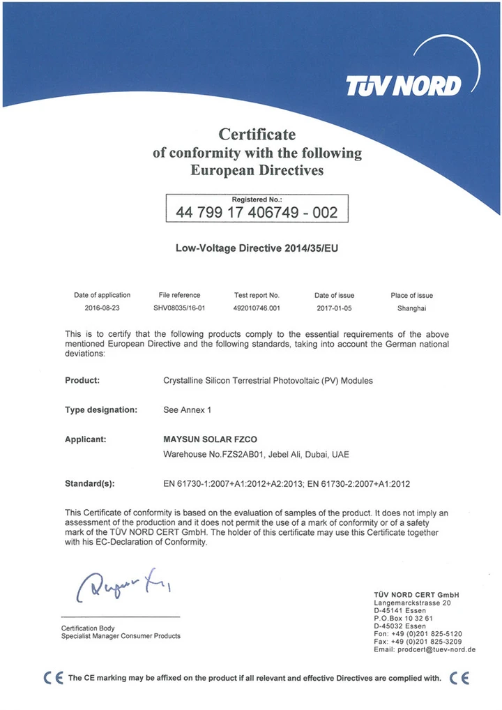 Certificat CE-NORD