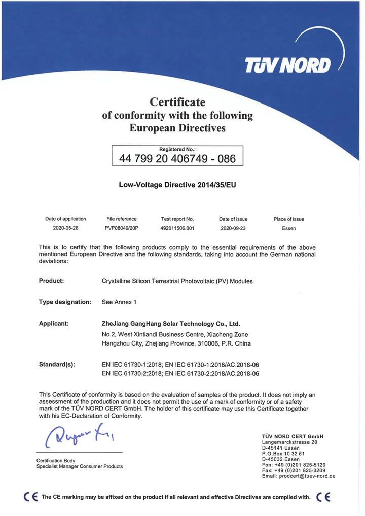 Certificat CE-NORD Double Verre
