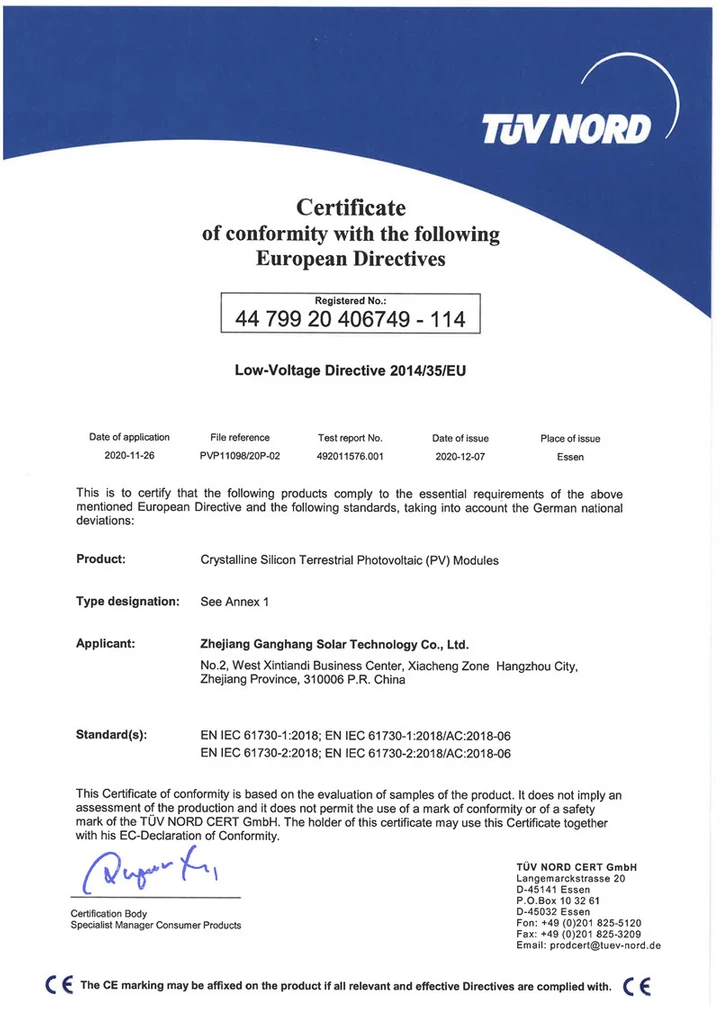 Certificat CE-NORD pour modules de bardeaux