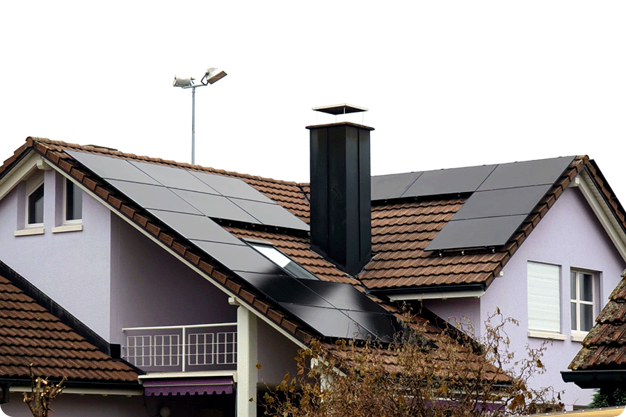 Residential installation using a Twisun Pro 450 W full-black 1/3-cut module from maysunsolar.