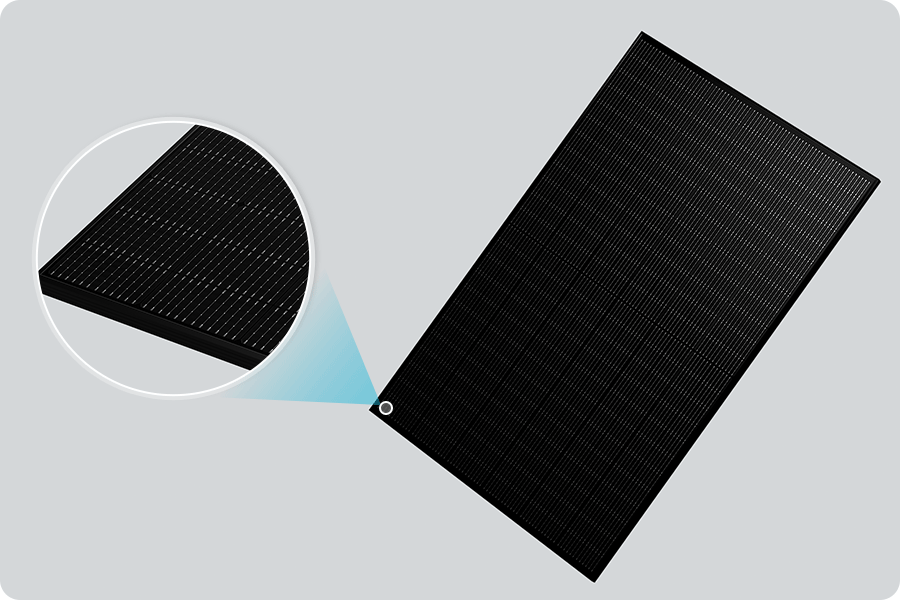 Enlarged detail view of a photovoltaic module, highlighting cell gridlines and silver paste electrode structures, illustrating the critical role of silver paste in cell metallisation and the process constraints that limit rapid reductions in silver usage.
