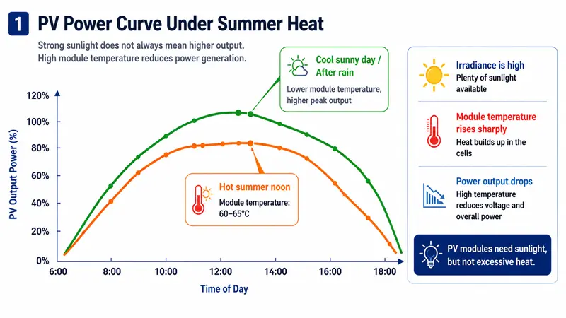 PV Power Curve Under Summer Heat