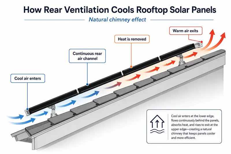 How Rear Ventilation Cools Rooftop Solar Panels