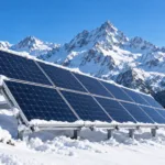 Snowy Alpine Solar Array Panorama